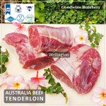 Beef Tenderloin frozen Australia (A) BUDGET steak cuts 2" 5cm price for 2pcs 600gr (eye fillet mignon daging sapi has dalam) brand NOLAN / McPHEE / CAG